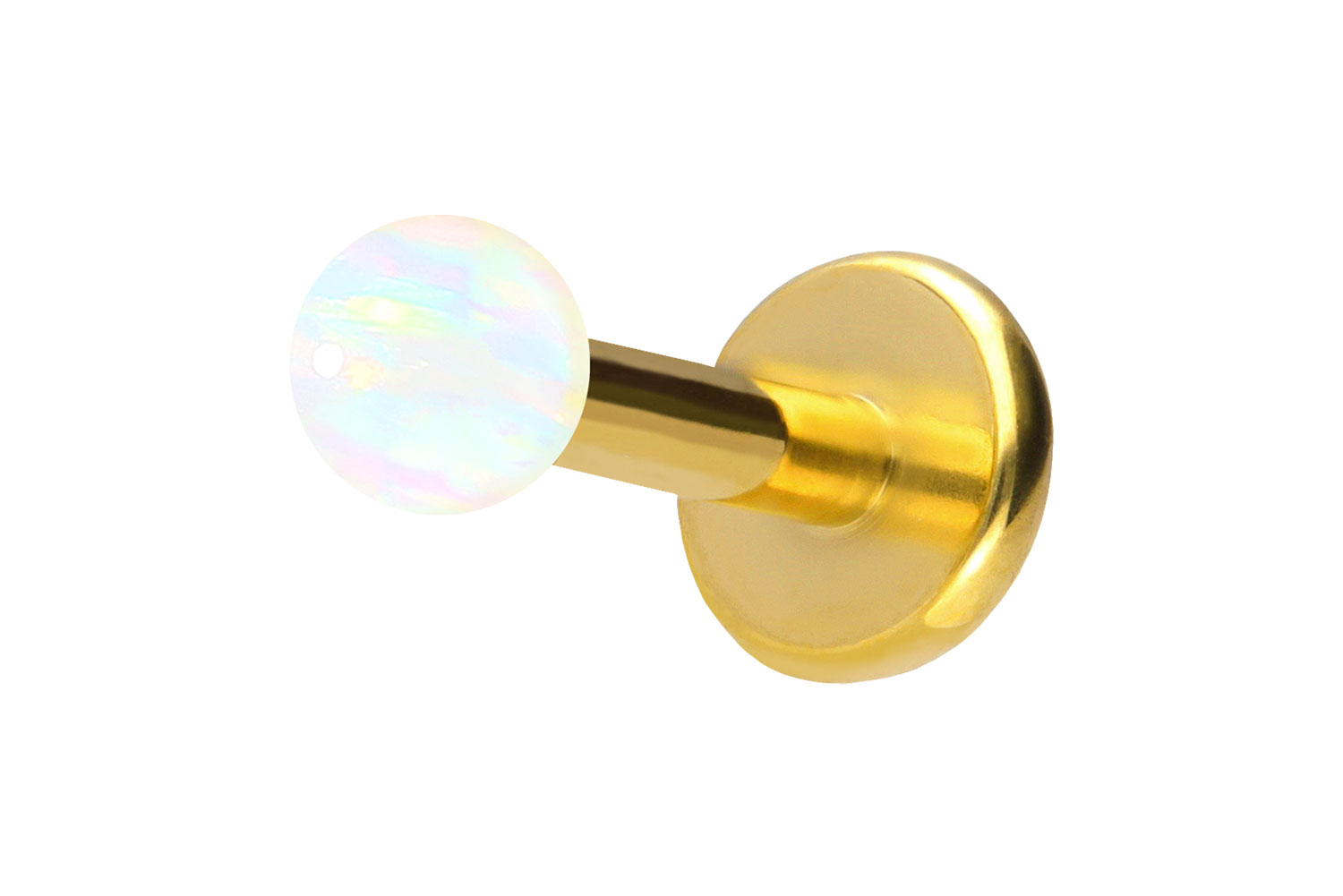 Titan Labret Piercing mit Push Fit SYNTHETISCHER OPAL